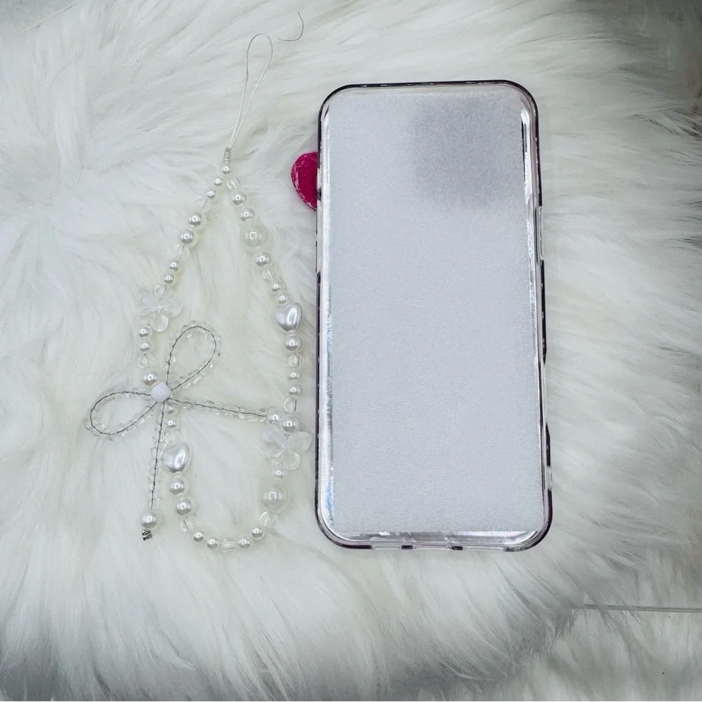 Chic iPhone 16 Pro Max  Bow Theme Wine Case w/ bows design & matching bead charm